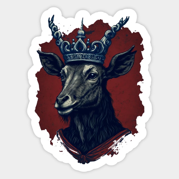 Goat King With Crown Sticker by K3rst